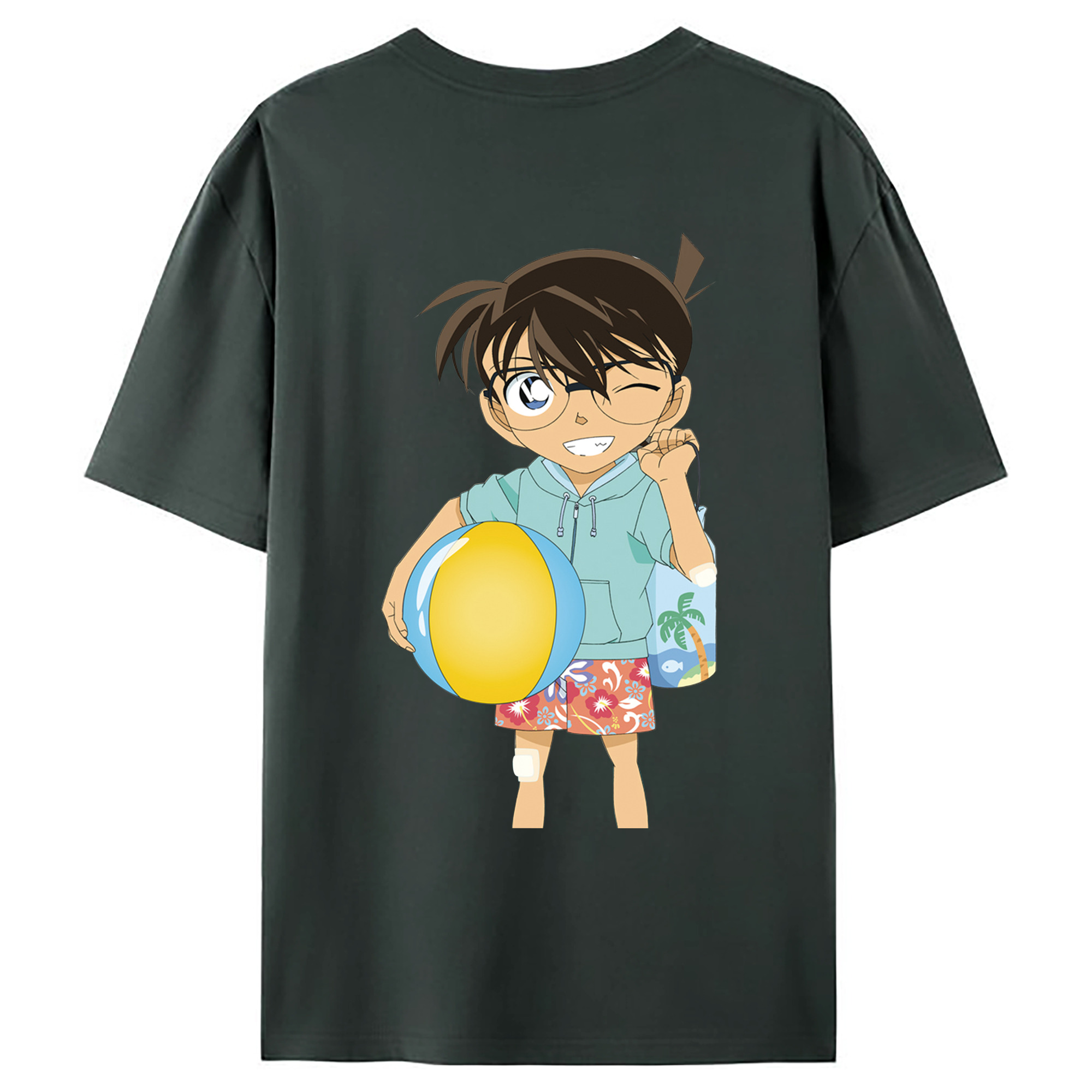 （画像用） 名探偵コナン 江戸川 コナン Detective Conan Conan Edogawa 綿100％ メンズ半袖Tシャツ（バックプリント） 通気性